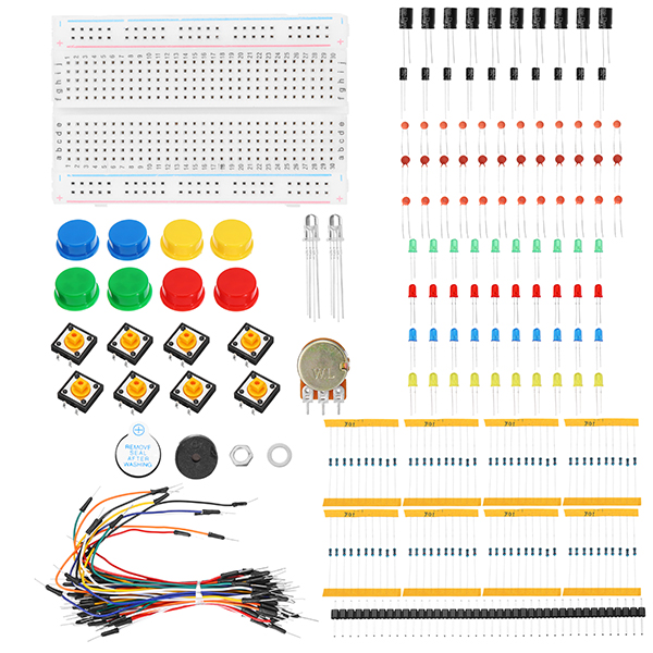 

KS Starter Learning Set DIY Electronic Kit For Arduino Resistor / LED / Capacitor / Jumper Wires / Breadboard / Potentiometer / Buzzer / Switch / 40 Pin Header