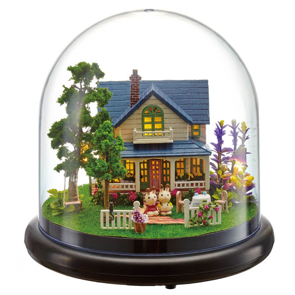 

Cuteroom Dollhouse Miniature Romantic House DIY Kit With Cover And LED