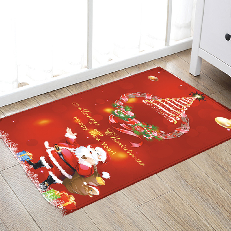 

3D Рождество Санта-Клаус Противоскользящая Кухонная Комната Коврик Фланелевый Коврик