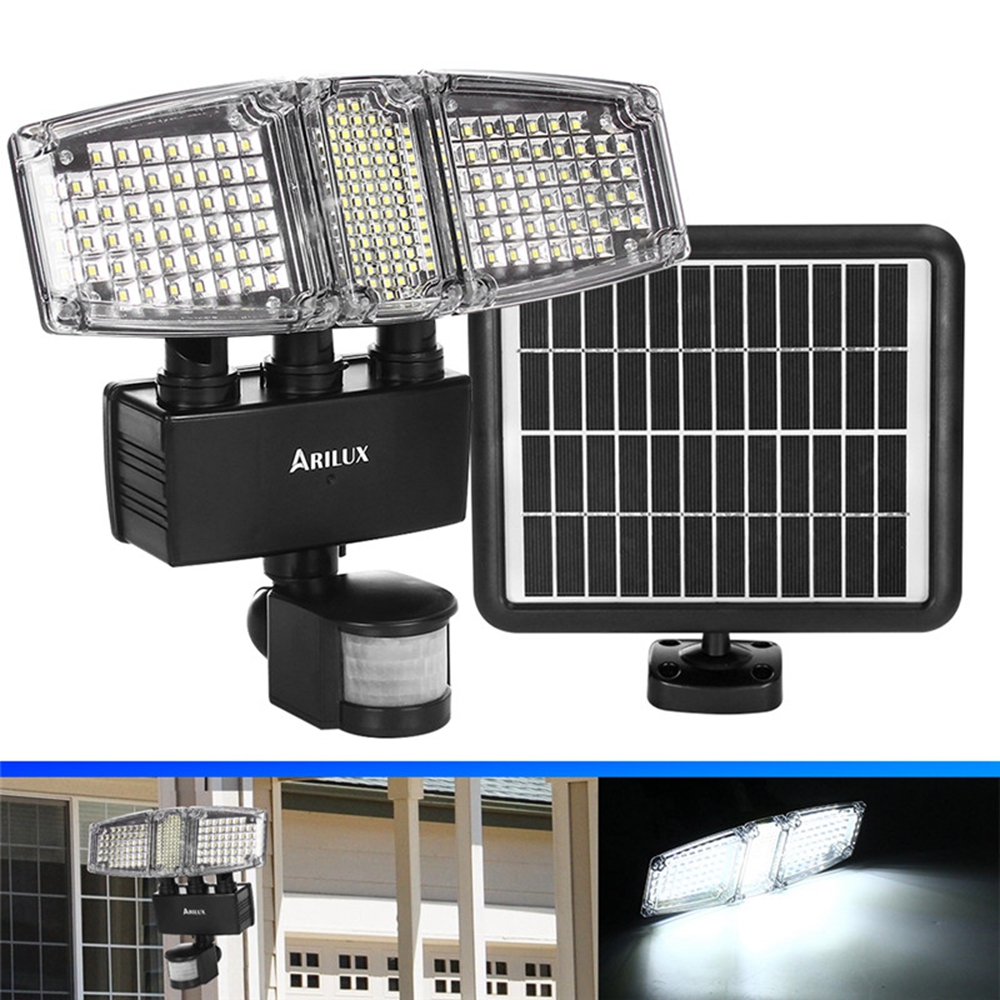 

ARILUX® Three Head 178 LED Solar Power Flood Wall Light PIR Motion Sensor Outdoor Garden Waterproof Lamp