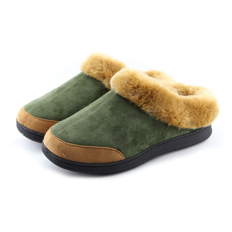 

Men's Winter Suede Fur Lined Warm Slippers Indoor Outdoor Casual Cotton Shoes