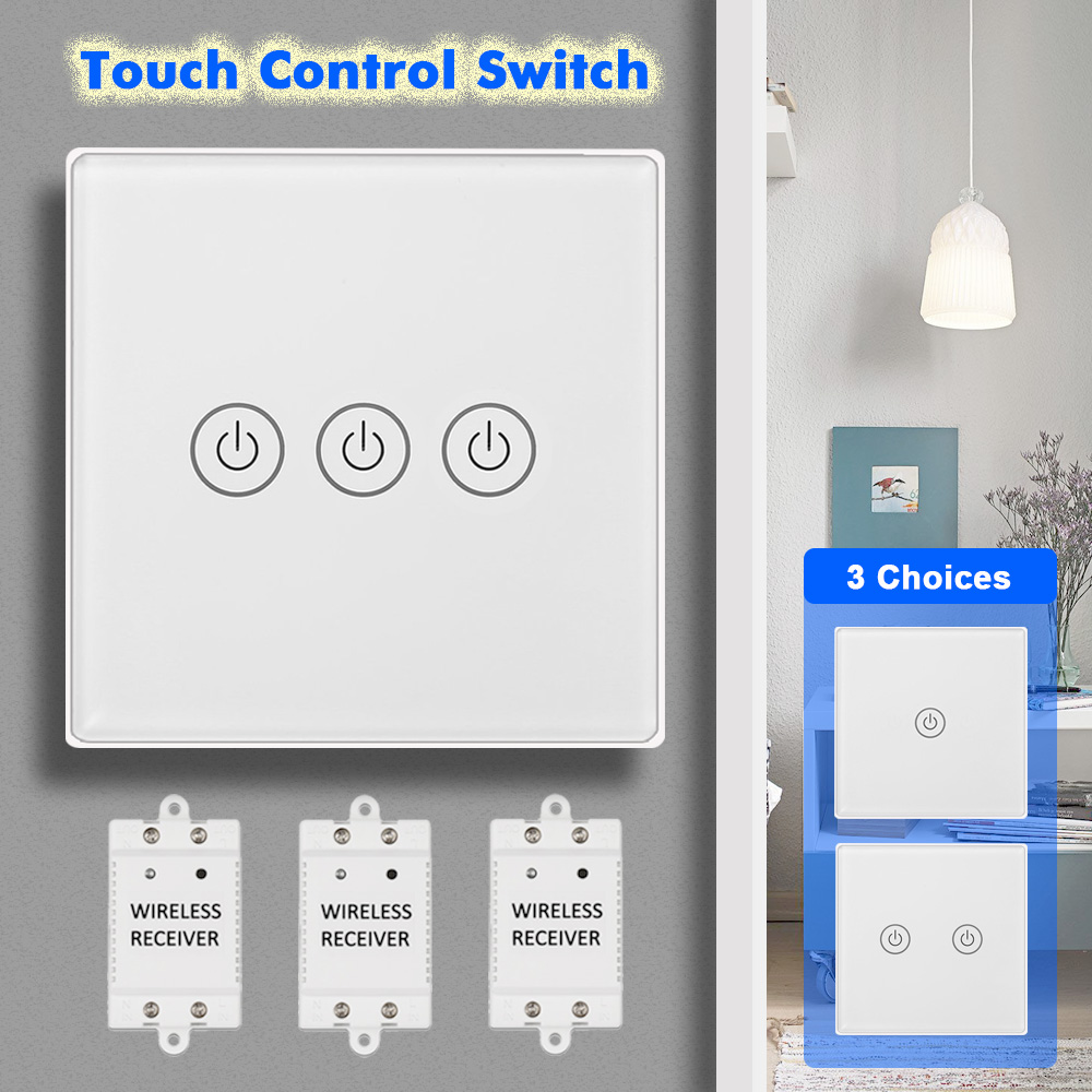 1/2/3 Gang Touch Control Outlet Wireless Light Switch with 3PCS Receivers Kit for Household Appliances Unlimited Connections Control Module Switch Pan 13