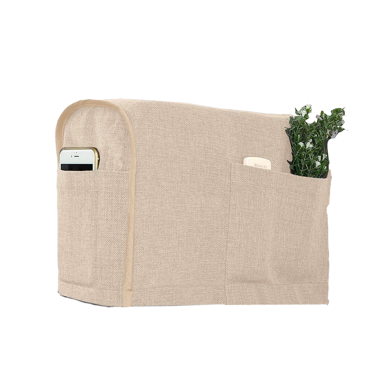 Find 2Pcs/Set Armrest Cover W/ 6 Pockets Linen Anti-Slip Sofa Armrest Cover Protector for Sale on Gipsybee.com with cryptocurrencies