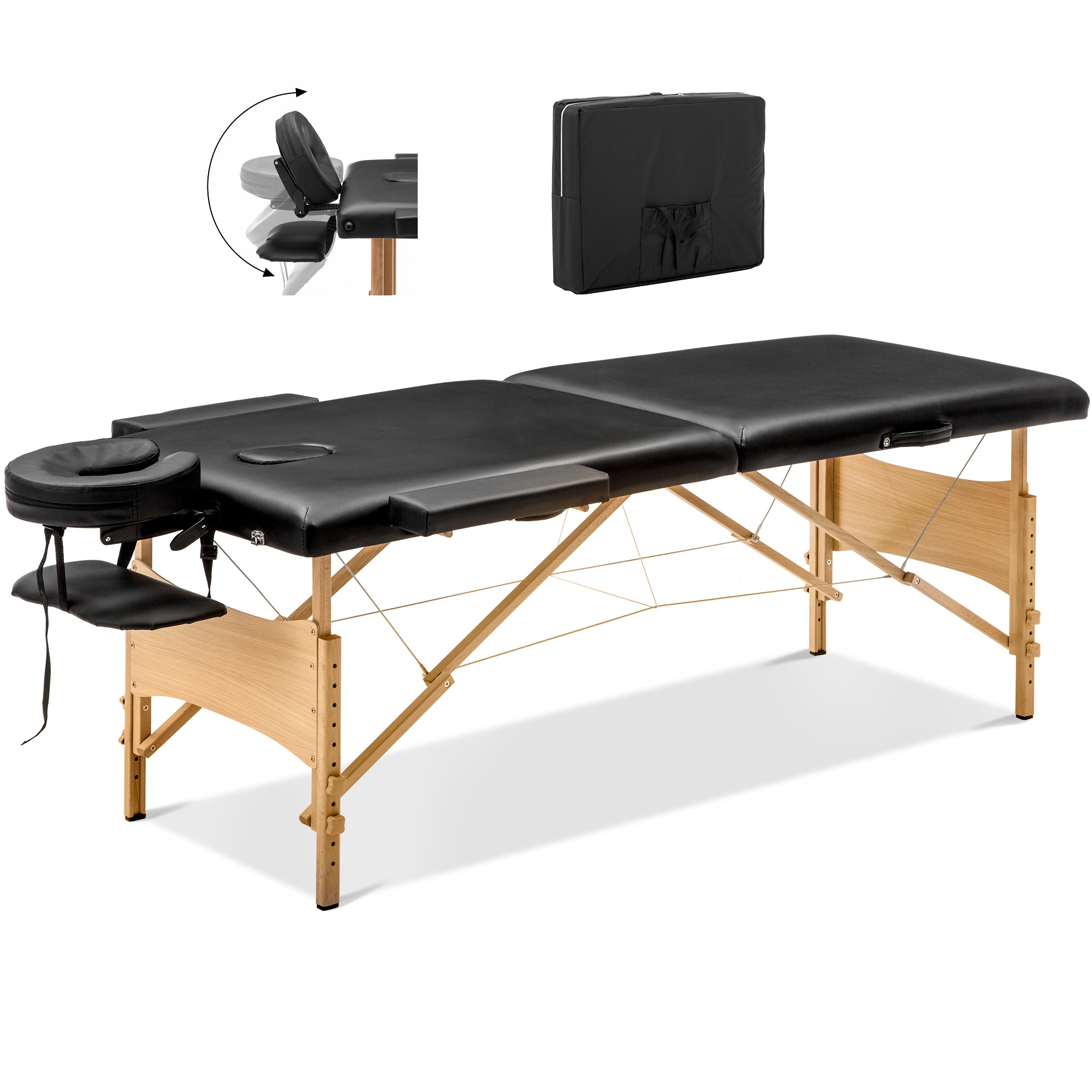 

[US DIRECT] PU 2 Section Right Angle Folding Massage Table Folding Table Portable Package Table Chair