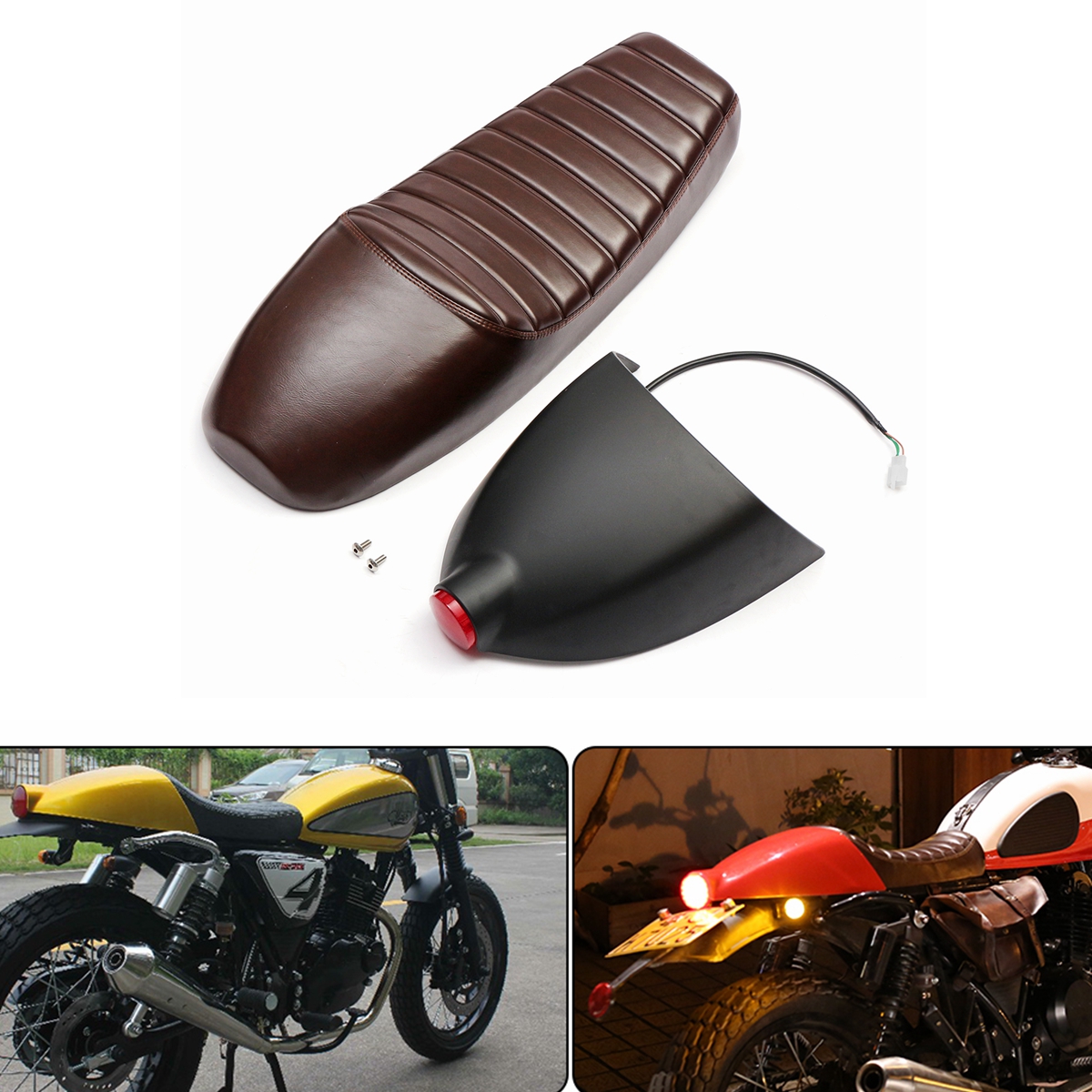 

мотоцикл Cafe Racer Seat Cushion Refit Седло W / Хвост свет для Honda / Suzuki / Yamaha