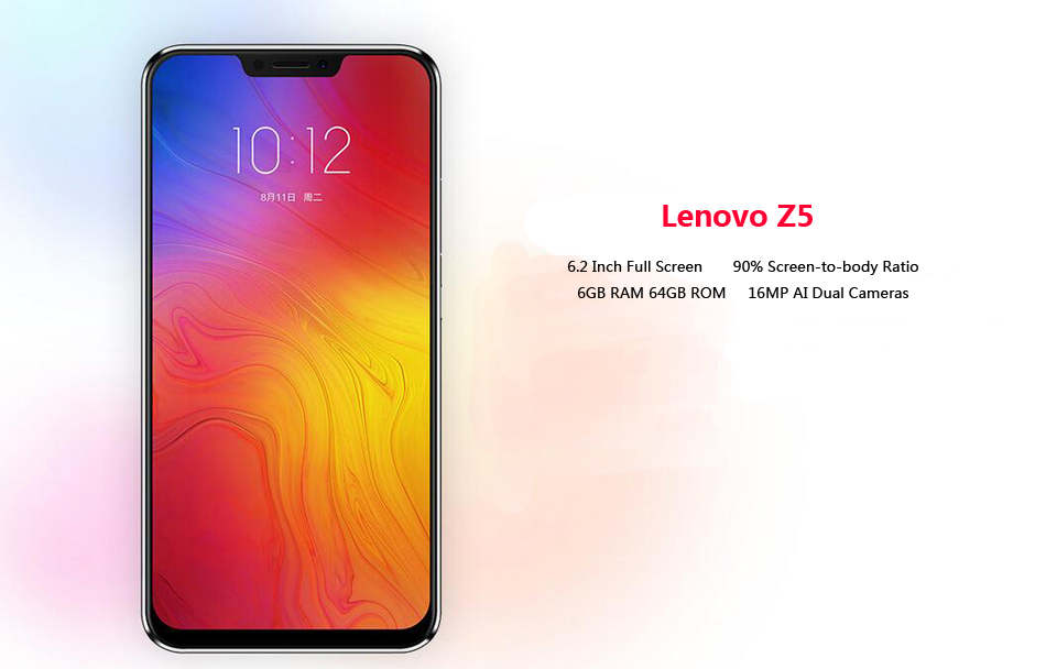 Lenovo Z5 6.2-inch FHD+ 19:9 Android 8.1 6GB RAM 64GB ROM Snapdragon 636 1.8GHz 4G Smartphone 20