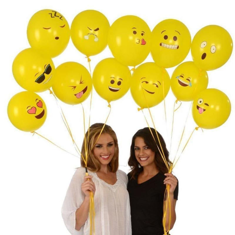 

12 дюймов случайная улыбка Воздушный шар праздничный Воздушный шар мультфильм выражение Воздушный шар желтые надувные игрушки