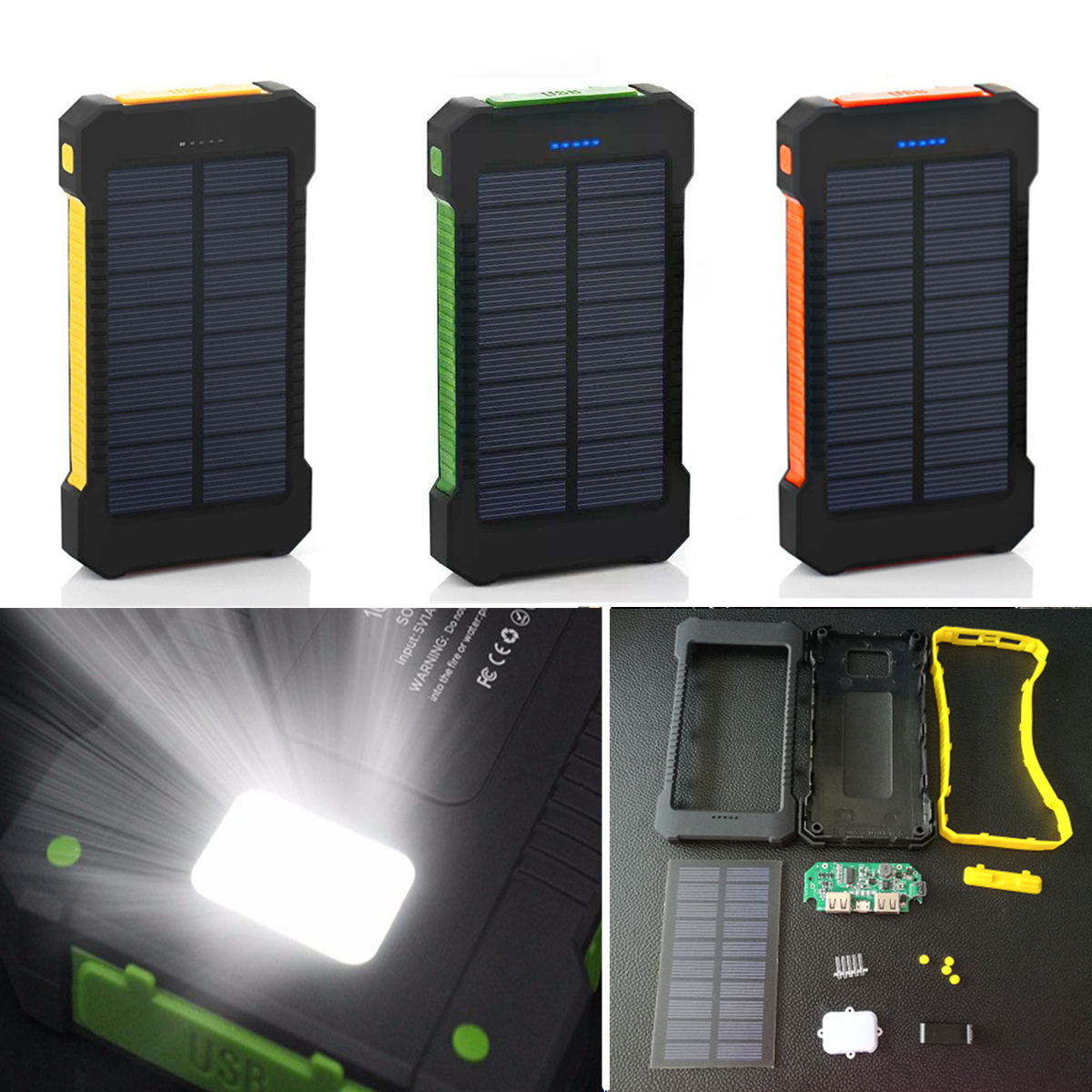 

Bakeey F5 10000mAh Solar Panel LED Dual USB Ports DIY Power Bank Case Battery Charger Kits Box