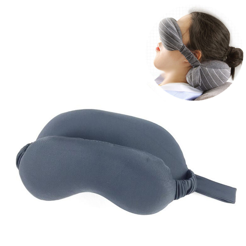 

2 In 1 Cotton Neck Pillow Portable Travel Head Cushion Eye Mask For Airplane Sleep Rest
