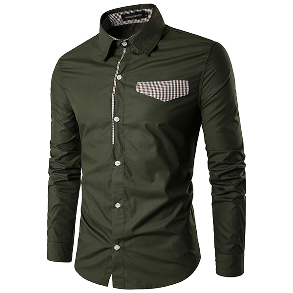 

Дизайнер Рубашка Тонкий Fit с длинным рукавом кнопки до мужчин Стильный Рубашка