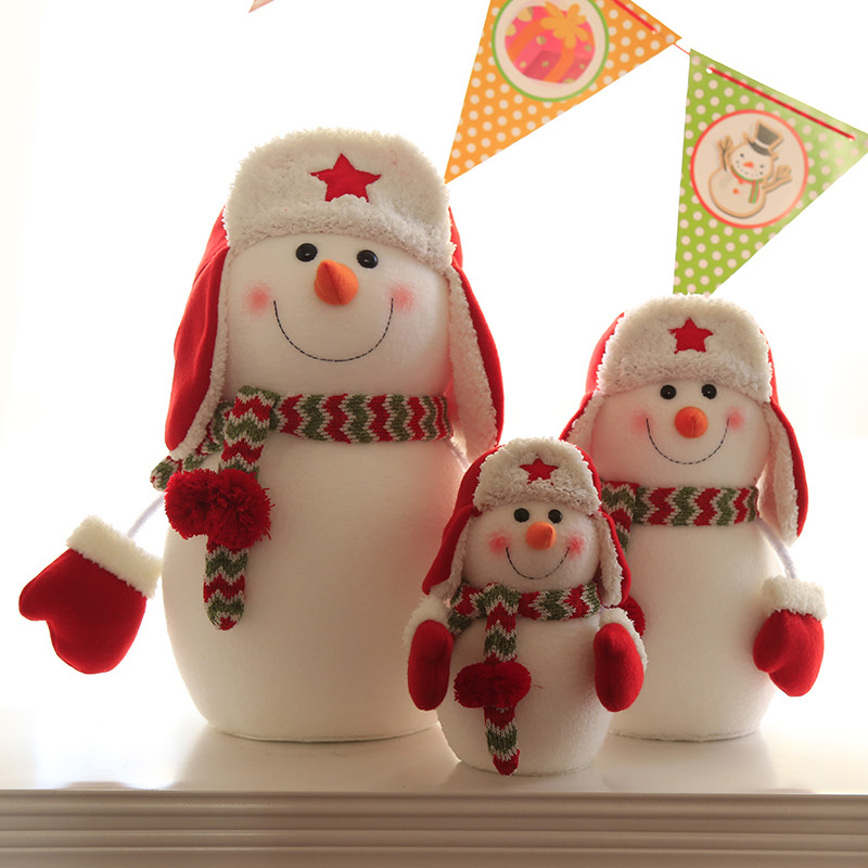 

1PC Christmas Party Home Decoration Red Hat Snowman Doll Ornament Toys For Kids Children Gift