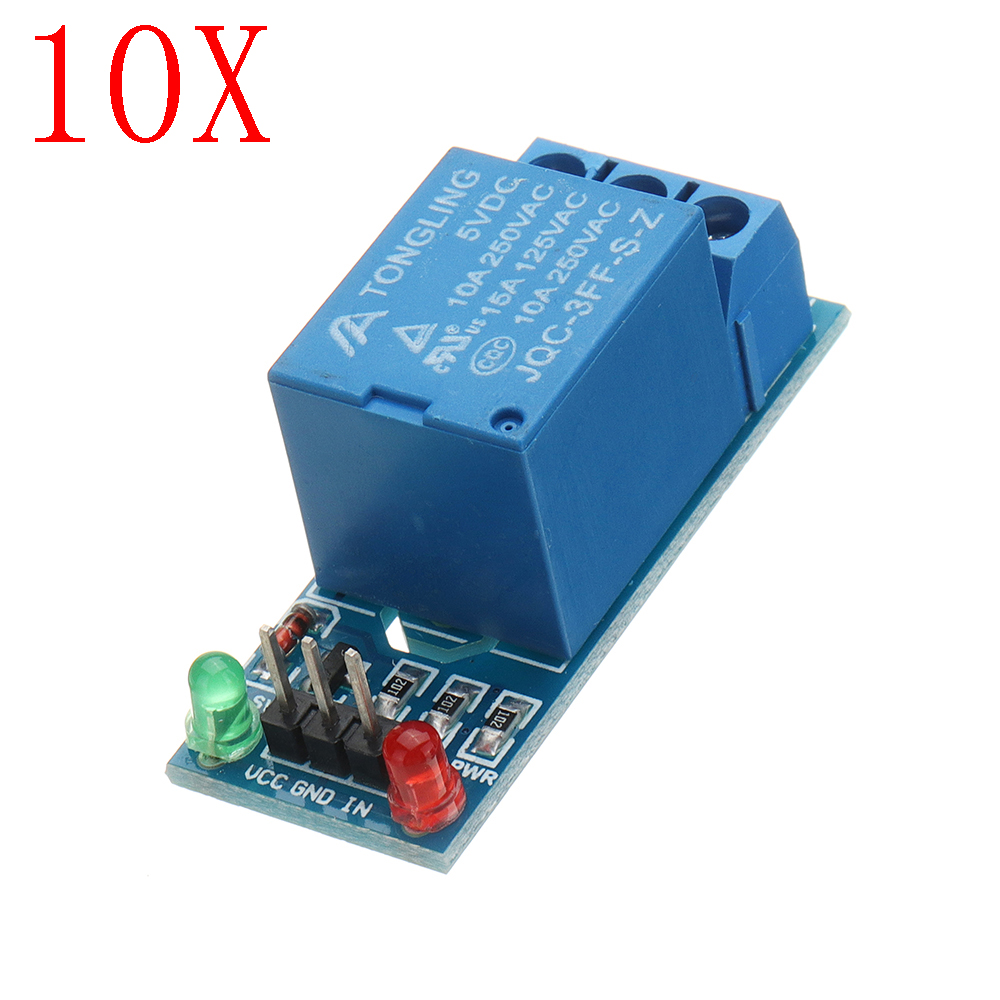 

10pcs 5V Low Level Trigger One 1 Channel Relay Module Interface Board Shield DC AC 220V for Arduino PIC AVR DSP ARM MCU