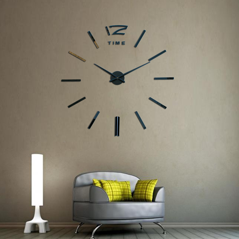 

Frameless Large Modern 3D DIY Large Wall Clock Mirror Stickers Home Office Decoration