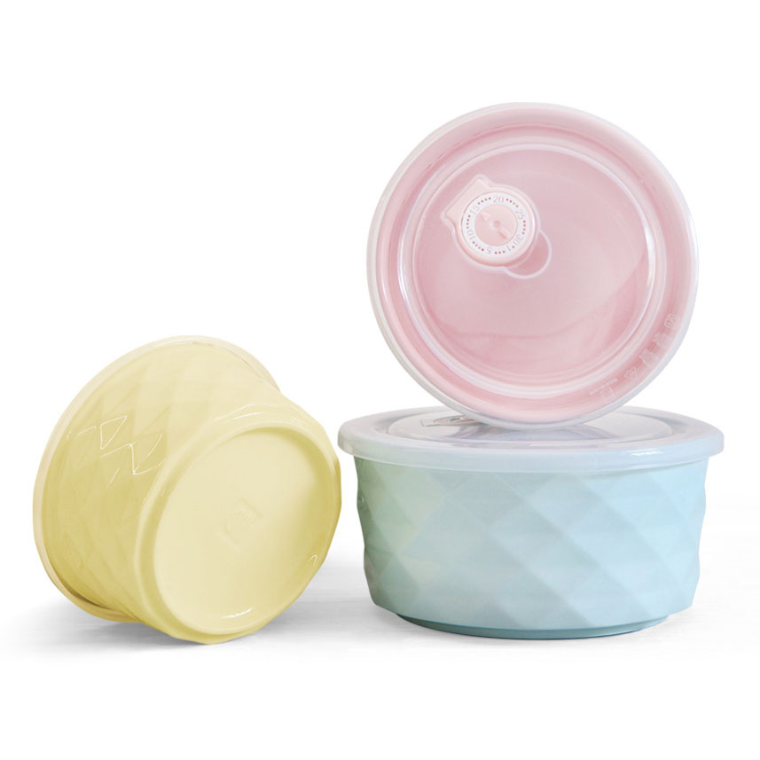 

3pcs Colorful Porcelain Sealed Bowls Set Large Soup Salad Bowl Set With Lids From Xiaomi Youpin