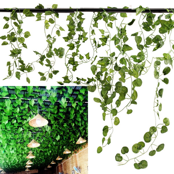 

5 Types 2.1M 1PC Artificial Silk Fake Garden Hanging Plant Vine Wedding Decor