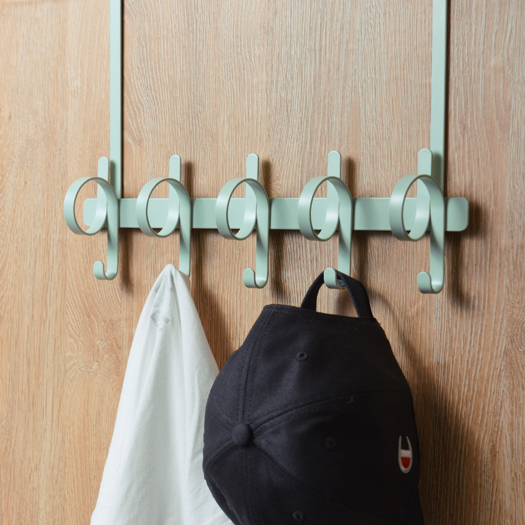 

BIBI Over the Door Back 5 Hook Organizer Rack Nordic Style Multifunction Storage Hanger Bathroom Kitchen Home Clothes To