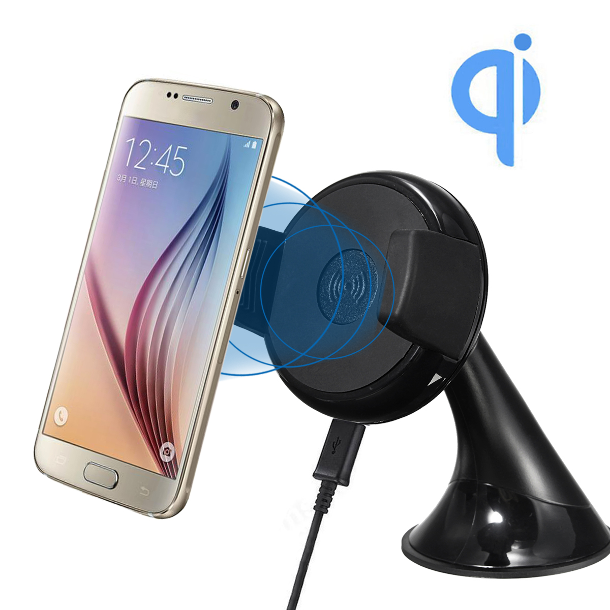 

Qi 5V 2A Wireless Car Charger Dock Wind Shield Mount Phone Holder For Mobile Phone