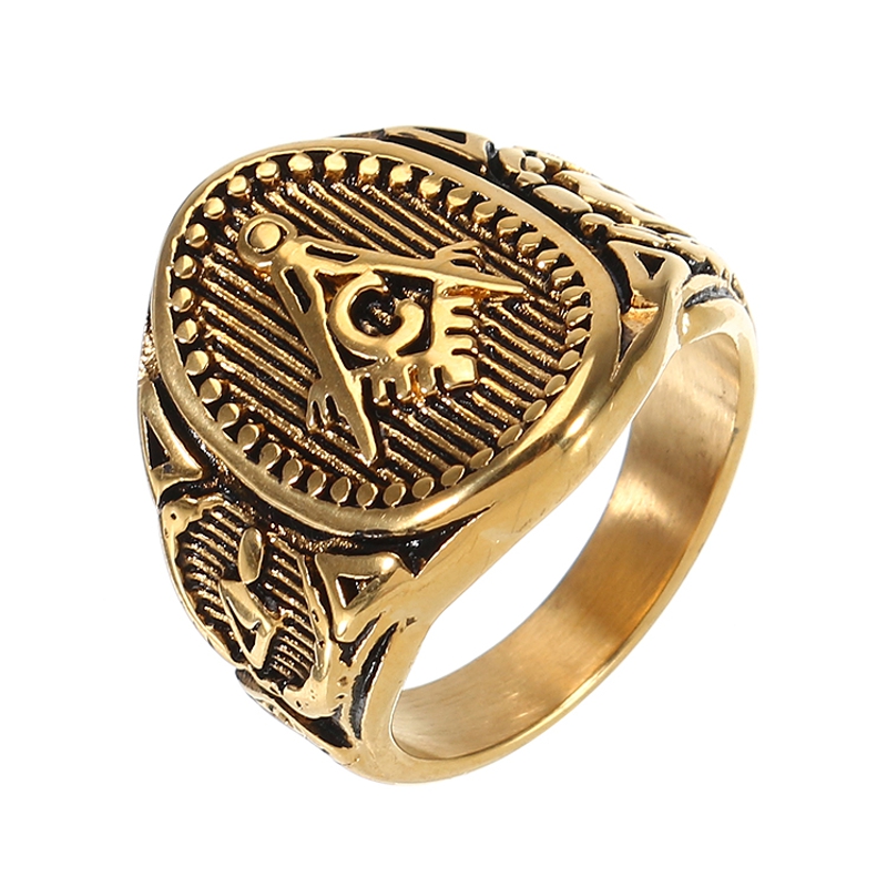 

Винтаж Нержавеющая сталь Мужское кольцо Free-Mason Logo Finger Ring для мужчин