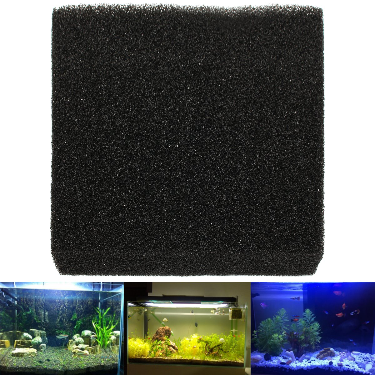 

50x50x5cm Black Aquarium Biochemical Cotton Filter Foam Fish Tank Sponge Pads
