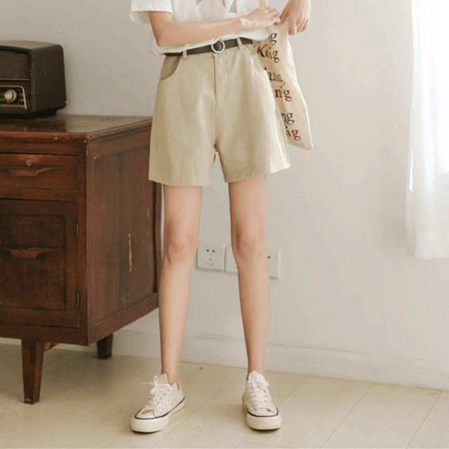 

Retro Tooling Shorts Women's New High Waist Wide Leg Was Thin Loose Bf Students Straight Casual Pants