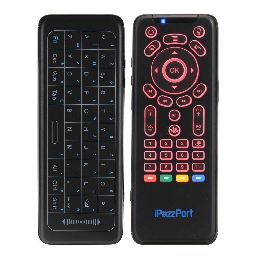

iPazzPort KP-62 Spainish 2.4G Wireless 7 Color Backlit Keyboard Full Touchpad IR Learning Airmouse