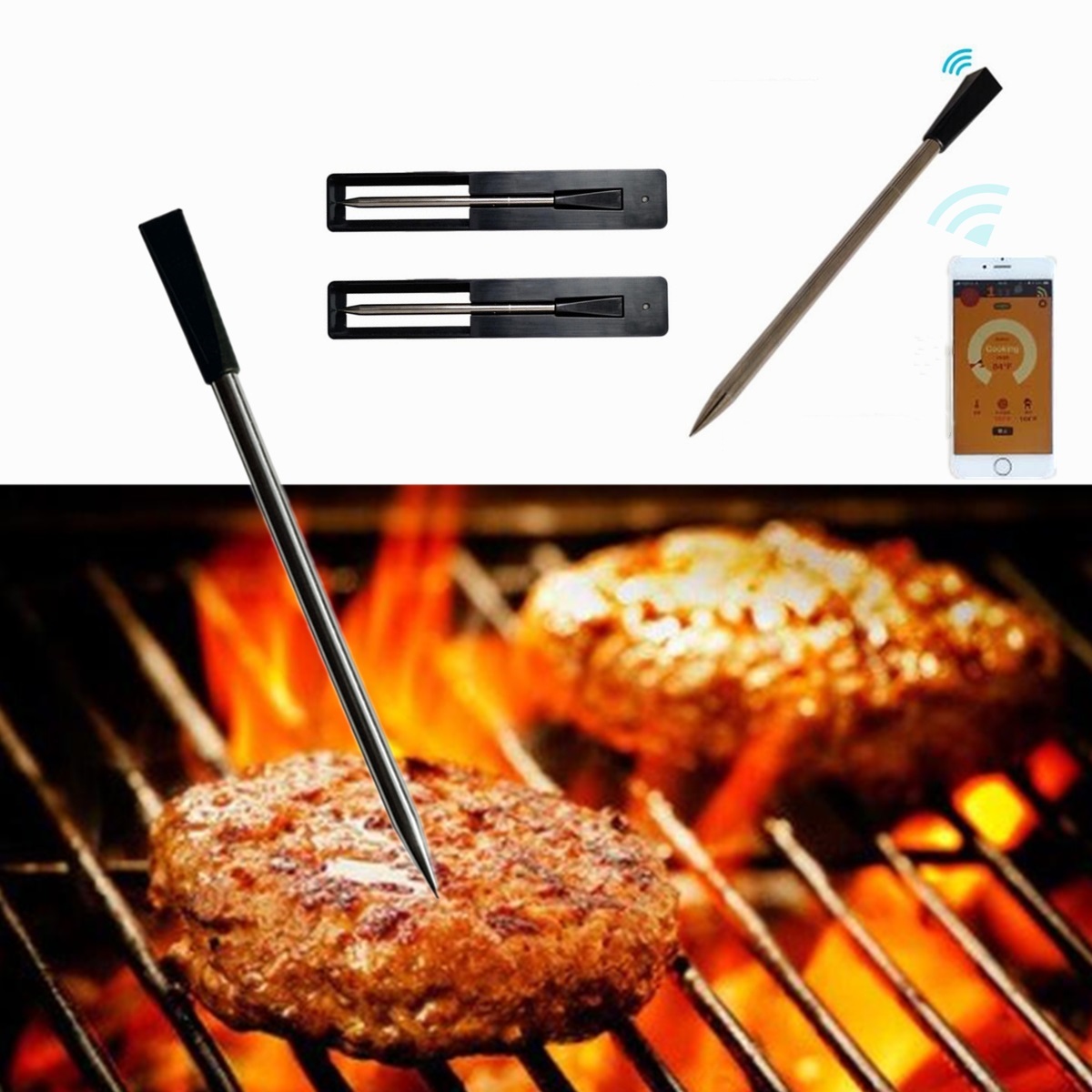 

Wireless bluetooth BBQ Food Meat Thermometer Probe For Food Oven Meat Grilling Digital Thermometer