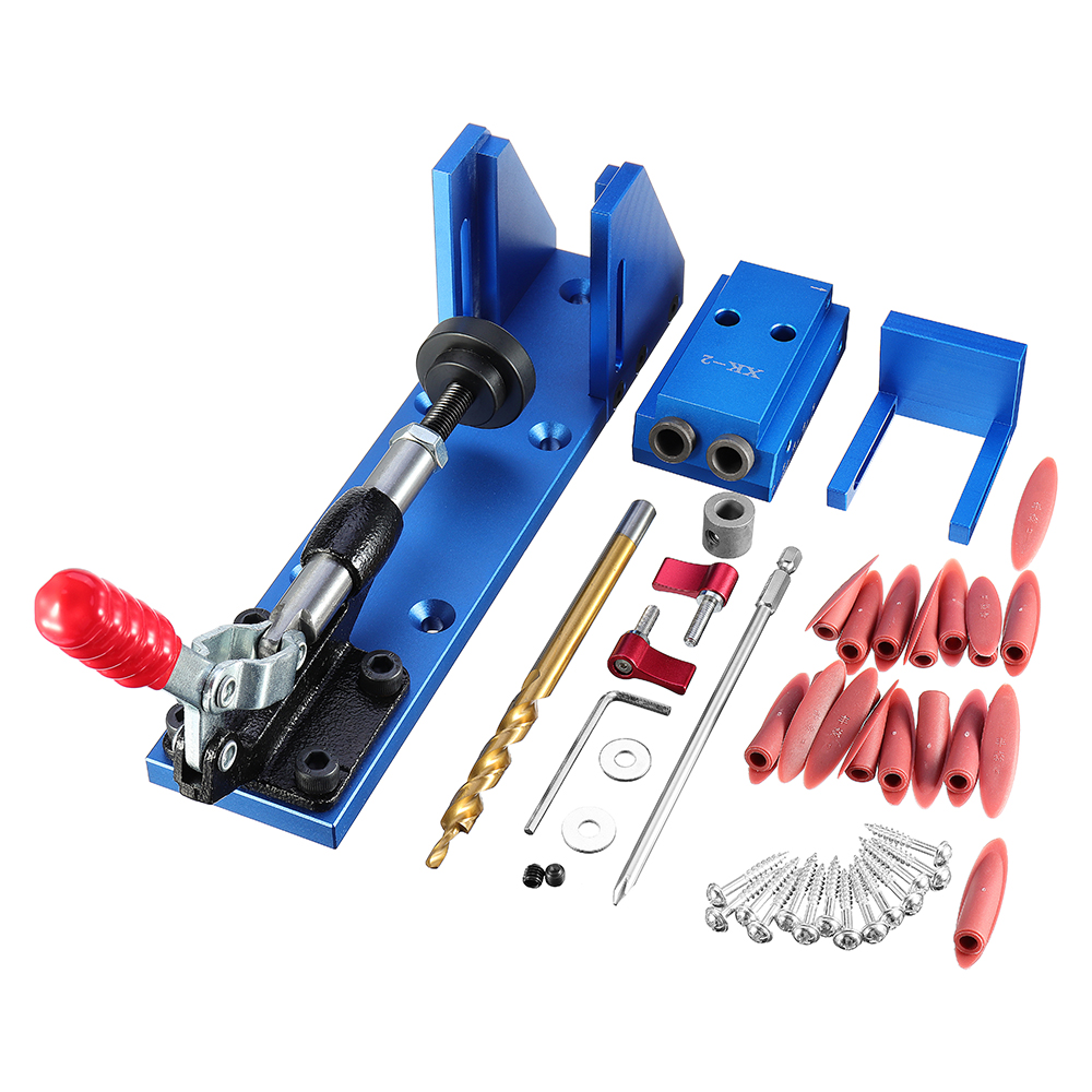 Woodworking Tool Kreg Style Pocket Hole Jig with Toggle Clamp and Step Drill Bit