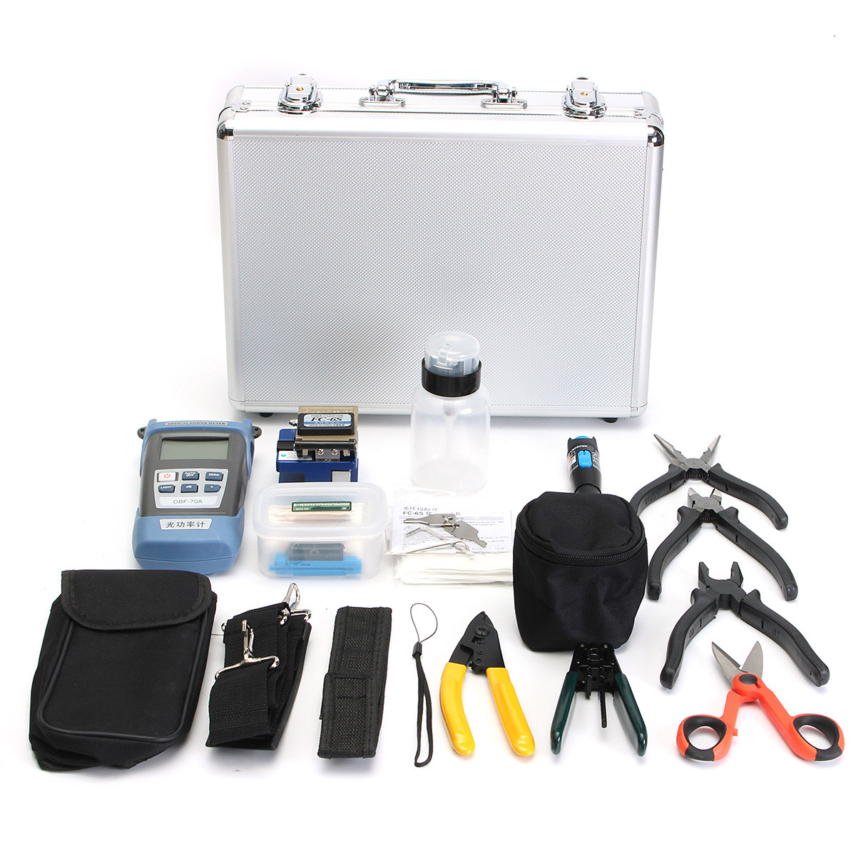 

FTTH Fiber Optic Cable Tester Tool Kit with Fiber Cleaver/Power Meter/Stripper/Fault Locator