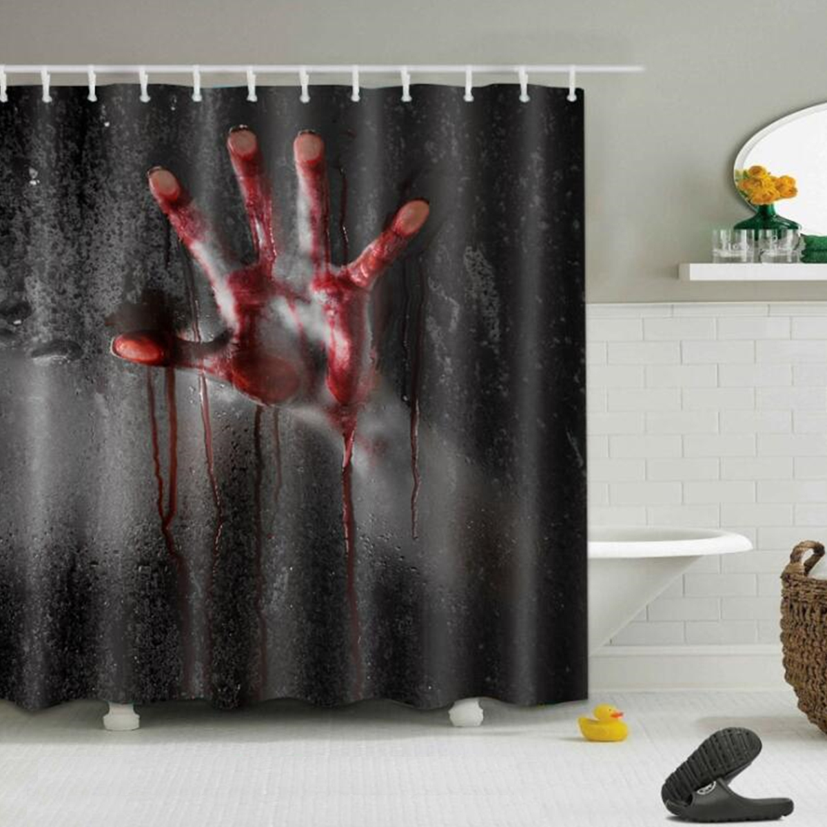 

Halloween Horror Bloody Hands Waterproof Bath Shower Curtains Bathroom Decor
