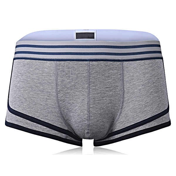 

Mens Cotton Breathable Low Waist Underwear Striped Waistband U Convex Boxer Briefs