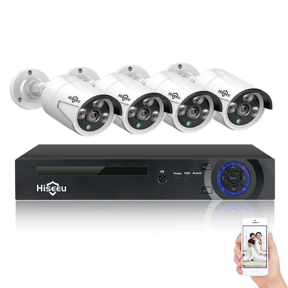 

Hiseeu 4CH 4MP POE Security камера Система Набор H.265 IP камера На открытом воздухе Водонепроницаемы Комплект домашнего видеонаблюдения Ви