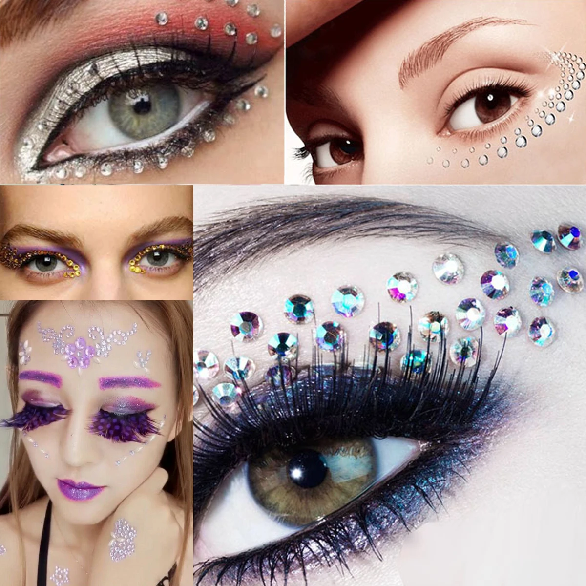 Halloween Cosplay Jewelry Eyes Makeup Crystal Eyes Sticker Tattoo Diamond Glitter Makeup Sticker