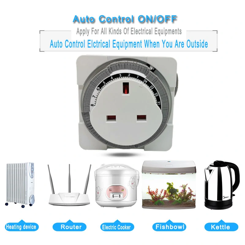 Find UK Plug Electronic Mechanical Timer Socket Energy Saving 24 Hours Intelligent Home Protector for Sale on Gipsybee.com