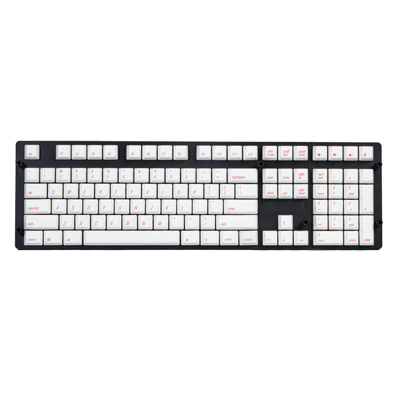 

Magicforce 108 Key White Color Red Fonts Dye-sub PBT Keycaps Keycap Set for Mechanical Keyboard