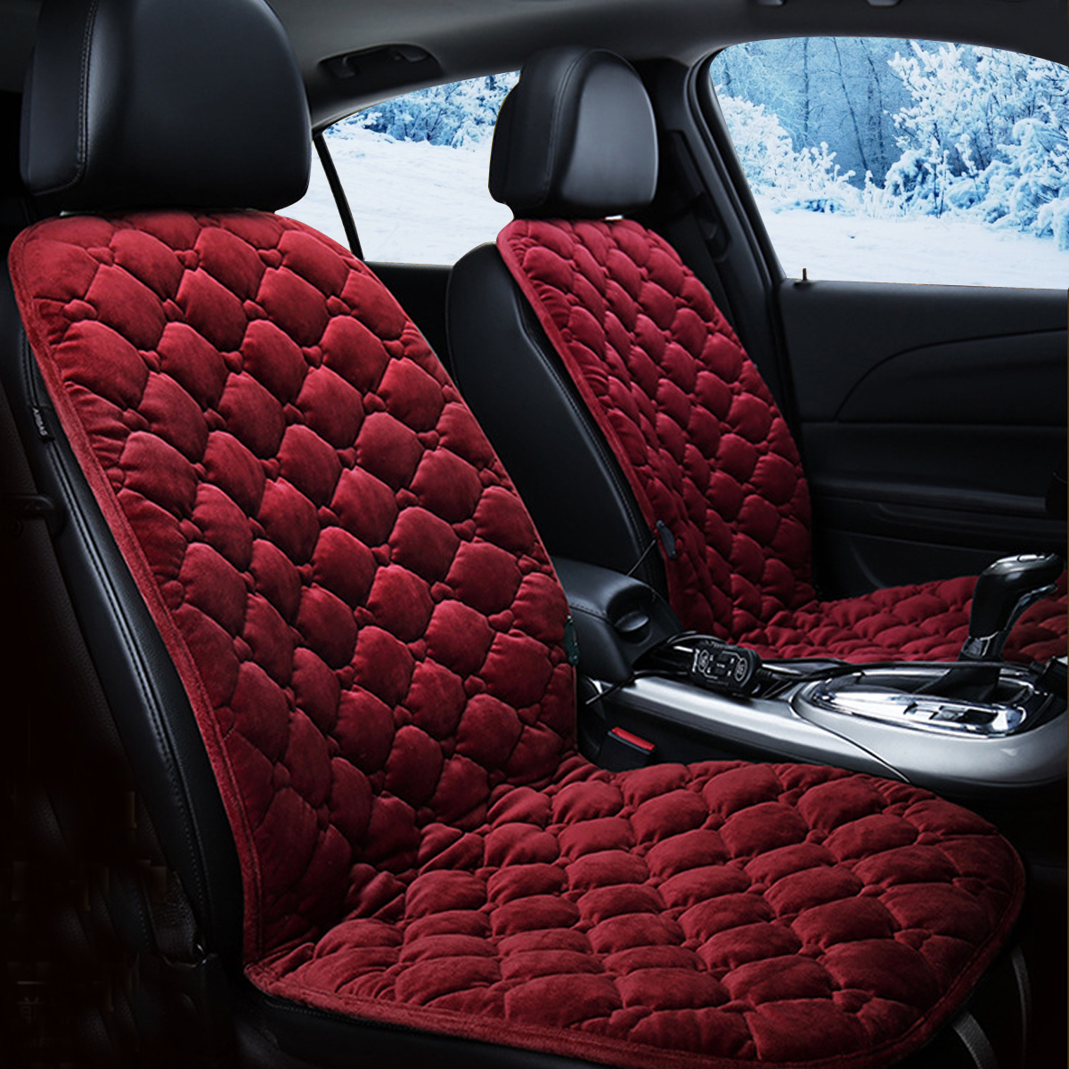 

12V с подогревом плюшевые подушки Авто чехол для сиденья с подогревом Нагреватель теплее коврик зимний красный универсал