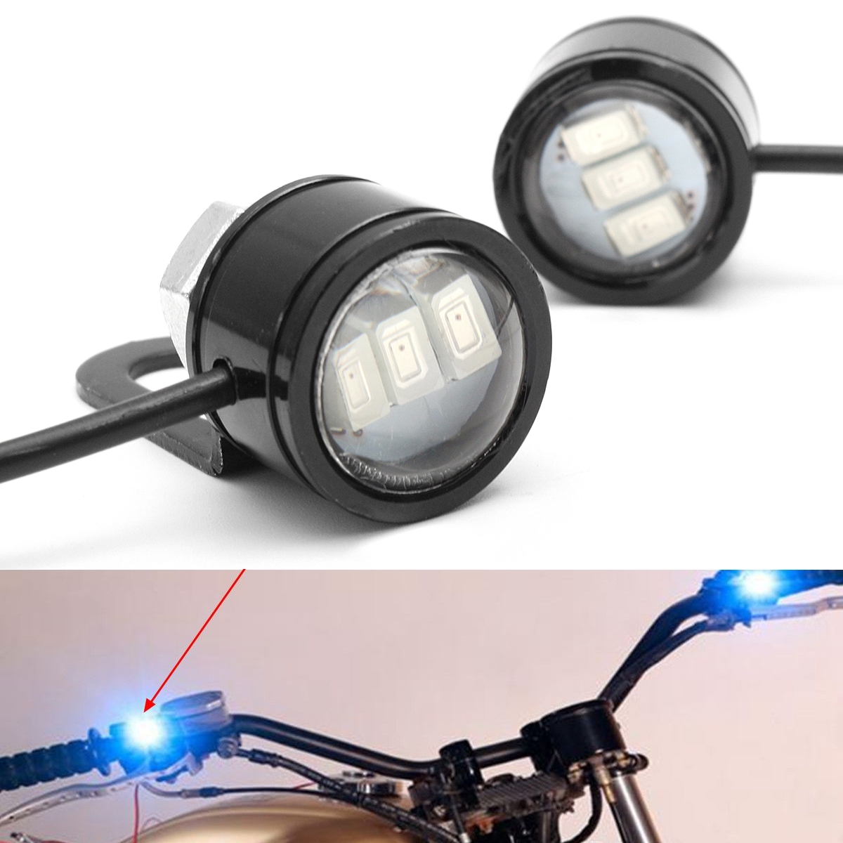 

2pcs LED Eagle Eye Лампа Strobe Flash DRL Велосипед мотоцикл Авто ATV Light