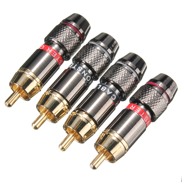 

2 Pairs Gold Plating RCA Terminals Connector RCA Male Plug For Speaker Cable Amplifier