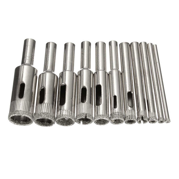 

11Pcs 3-14mm Diamond Coated Core Hole Saw Drill Bit Set Tools for Tiles Marble Glass