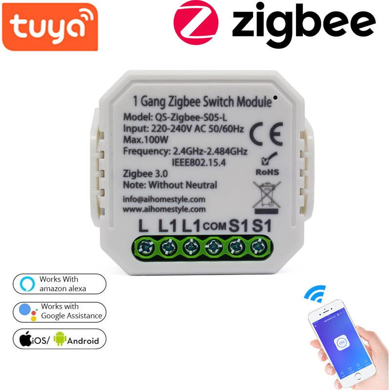220-240V Tuya Smart Life ZB Dimming Switch Smart Home Modification Module without Neutral 6