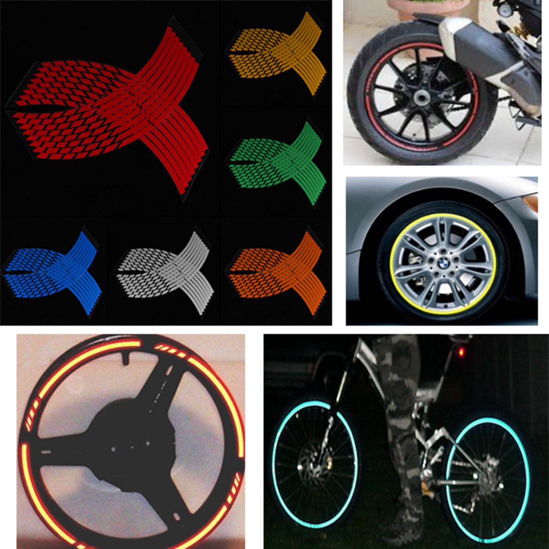 Strips Wheel Stickers Decals For Reflective Rim Tape Bike Motorcycle Car Fad STU