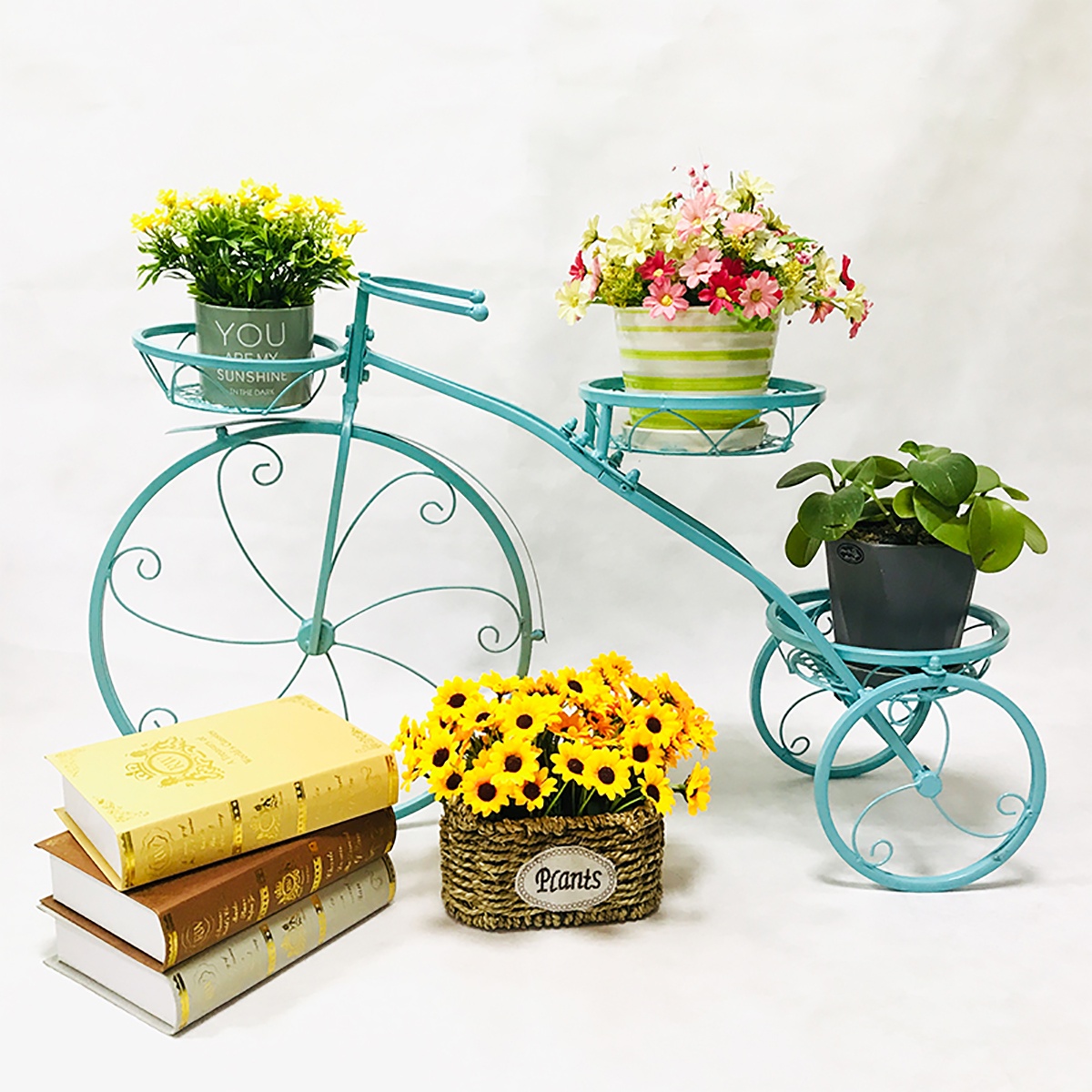 3 Tier Bicycles Plant Stand Metal Flower Pots Garden Decor Shelf Rack 4