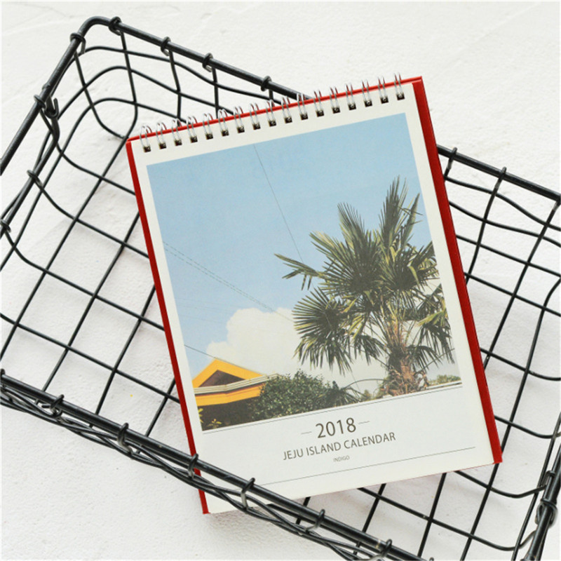 

2018 Desk Standing Calendar JeJu Island Sightseeing Monthly Agenda Planner School Office Supplies