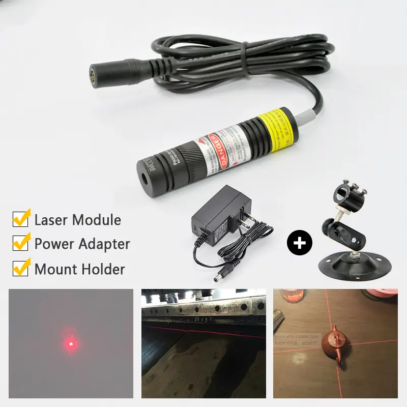 MTOLASER 50mW 648nm Focusable Red Line Laser Module Generator Industrial Alignment w/ Mount Holder