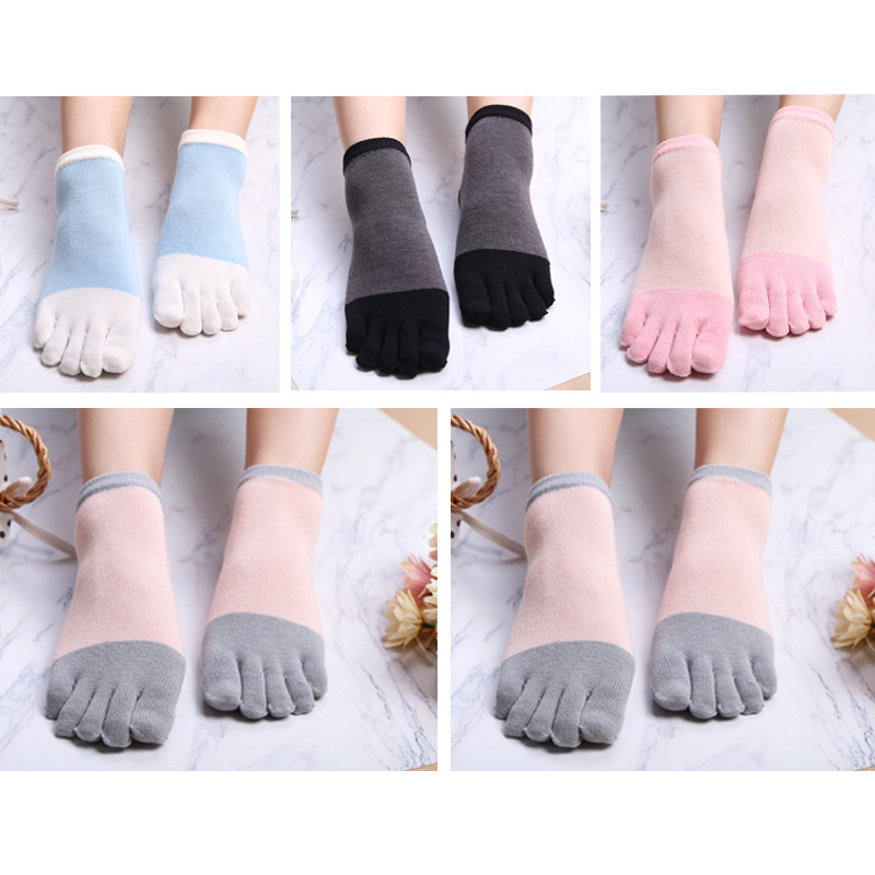 

Women Girls Simple Five-Toe Socks 5-Pair Set Ankle Socks