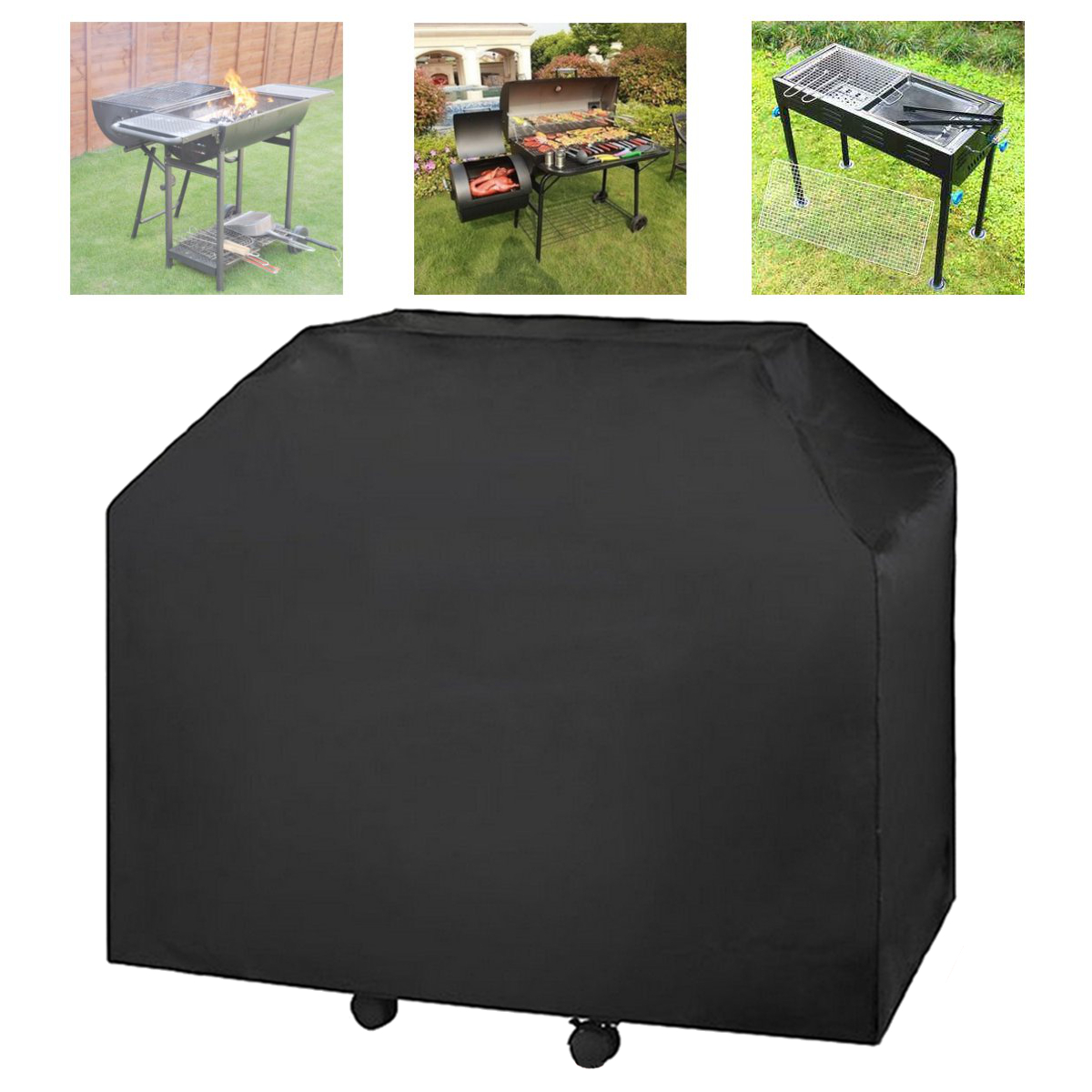 

183x66x130cm Black Heavy Duty BBQ Grill Gas Barbecue Waterproof Cover Outdoor Rain Protector