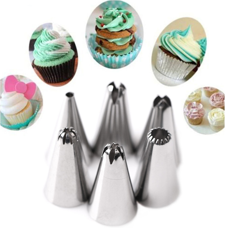 

KCASA KC-PN15 7pc/set Silicone Icing Piping Nozzle Cream Pastry Bag Stainless Steel Nozzle Sets Cake DIY Decorating Baking Tool