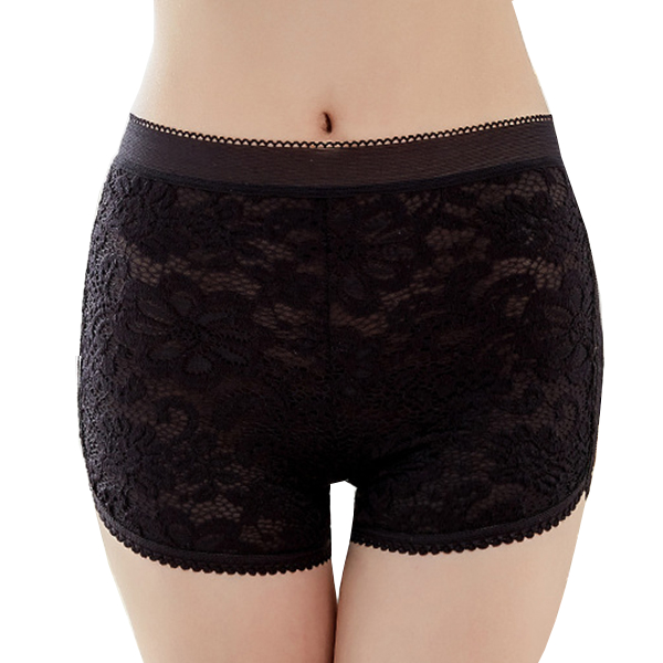 

Sexy Lace Embroidered Perspective Underwear Breathable Mid Waist Boyshorts