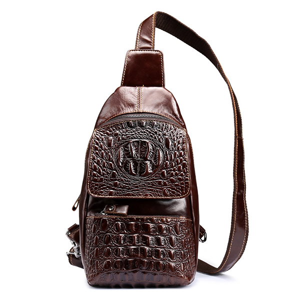 

Genuine Leather Alligator Vintage Crossbody Bag Chest Bag