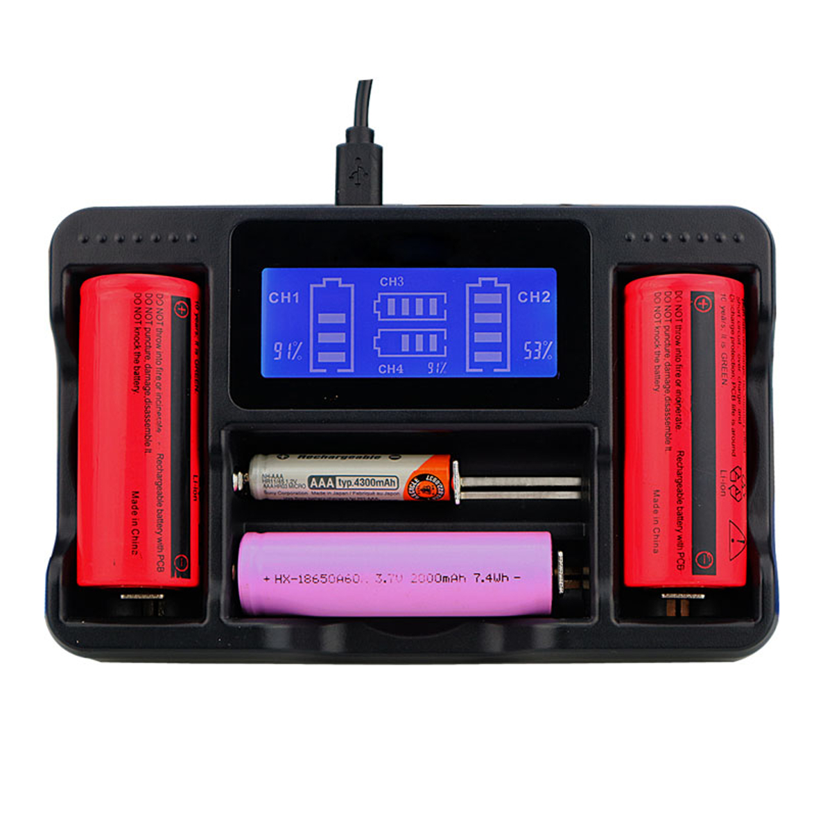 

Seiwei YS-4 4 Slot Lii AA AAA Ni-MH Lithium Smart LCD 18650 22650 26650 18650 18350 14500 Rechargeable Battery Charger