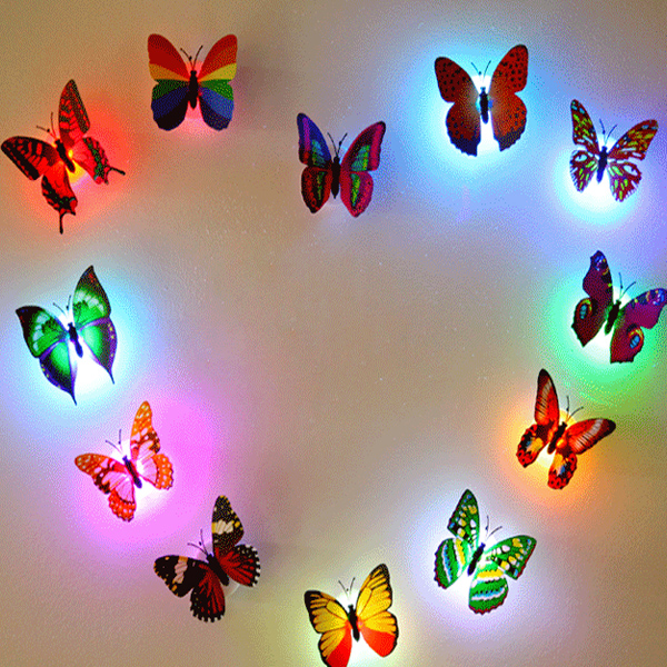 

Miico Colors Changing LED Flashing Butterfly Night Light Decorative Lights 3D Home Decor Stickers